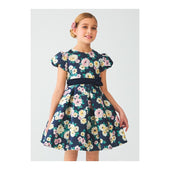 Abel & Lula Girls Navy Floral Print Dress